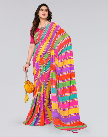 Multicoloured Printed Georgette Saree