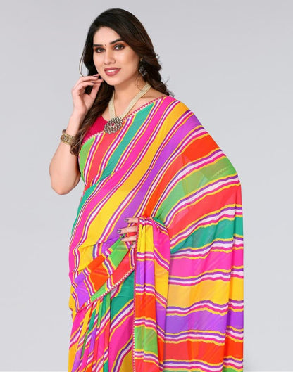 Multicoloured Printed Georgette Saree