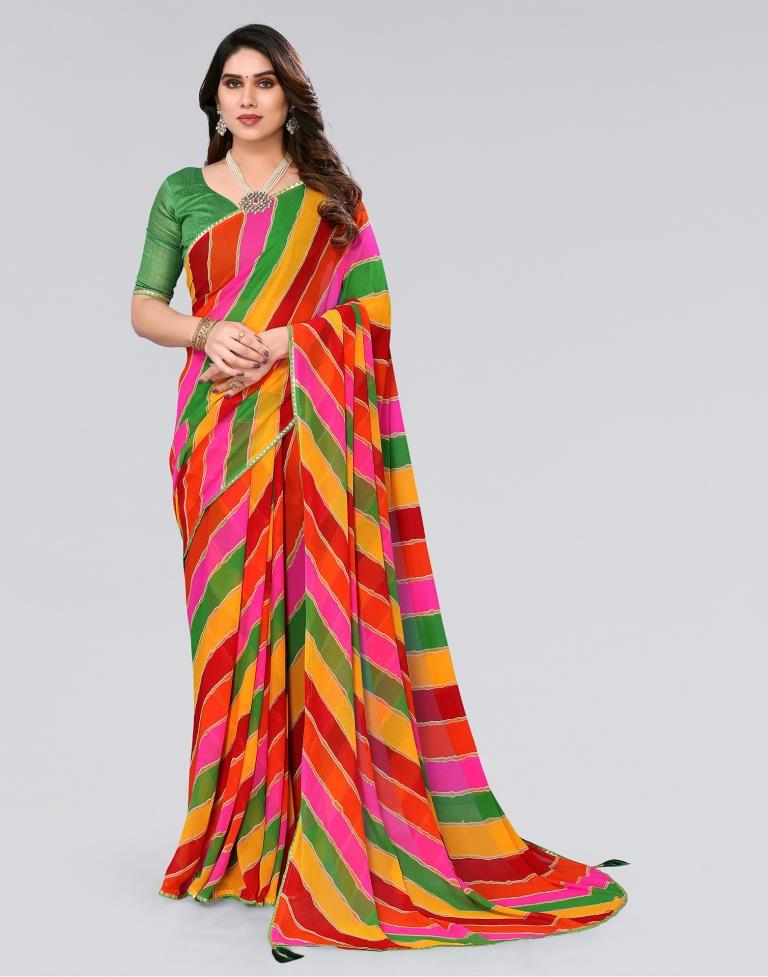 Multicoloured Printed Georgette Saree