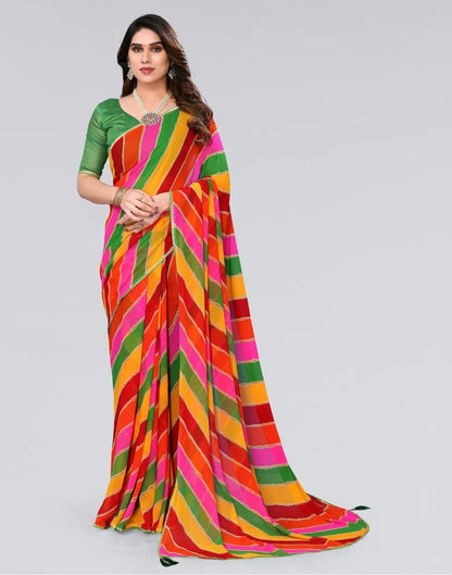 Multicoloured Printed Georgette Saree