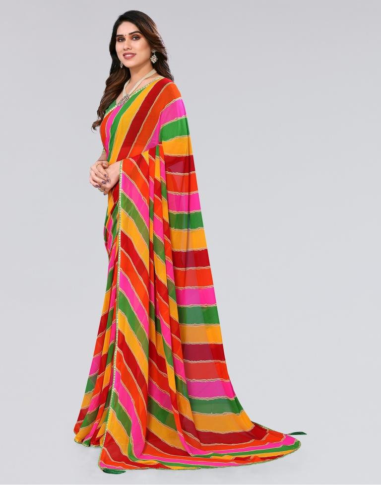 Multicoloured Printed Georgette Saree