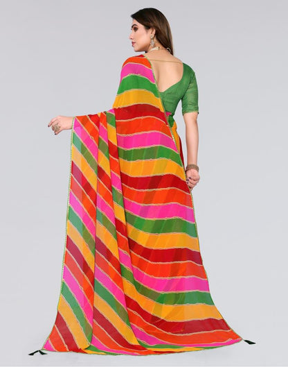 Multicoloured Printed Georgette Saree