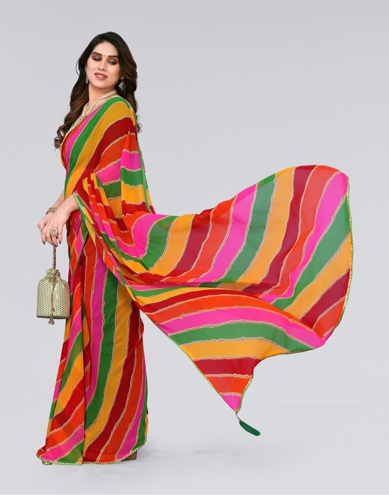 Multicoloured Printed Georgette Saree