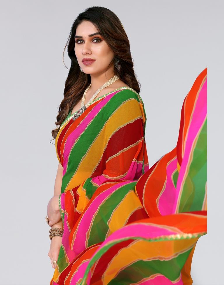 Multicoloured Printed Georgette Saree