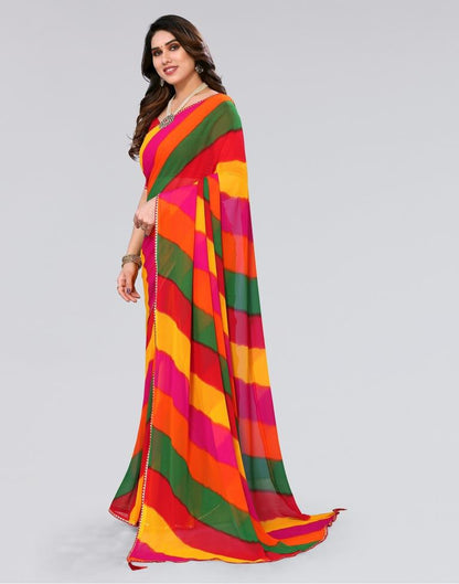 Multicoloured Printed Georgette Saree
