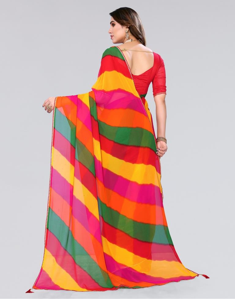 Multicoloured Printed Georgette Saree