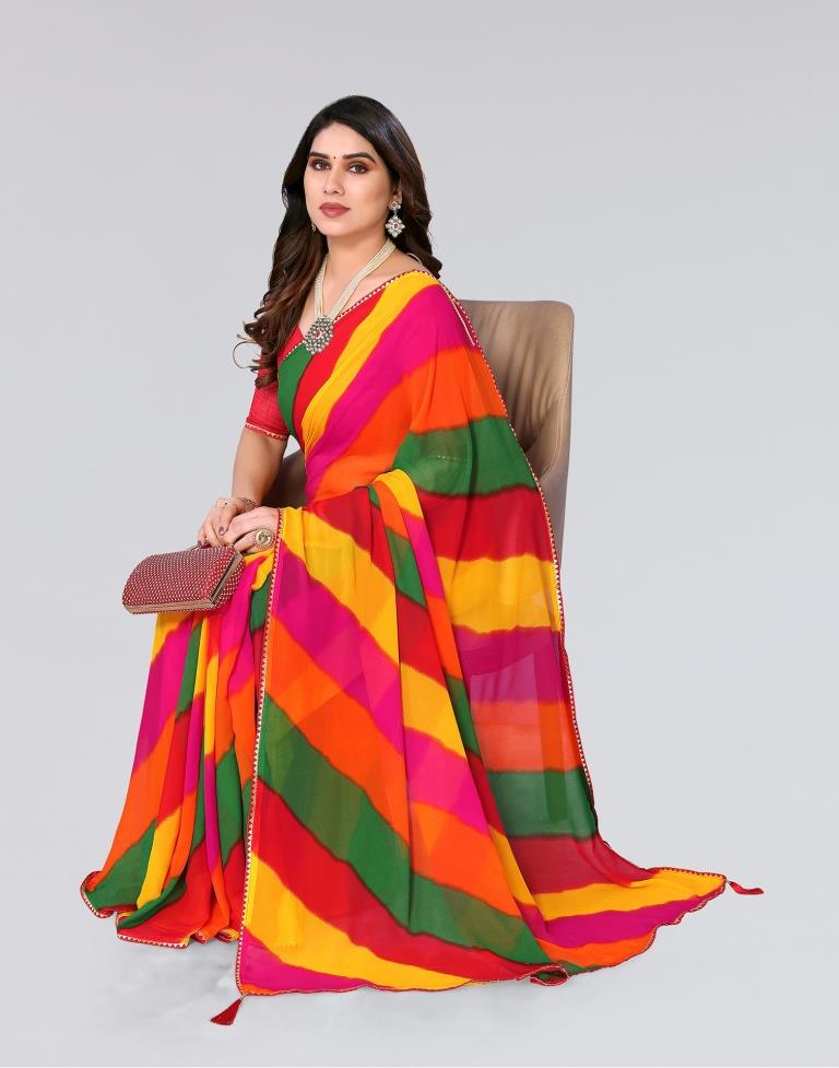 Multicoloured Printed Georgette Saree
