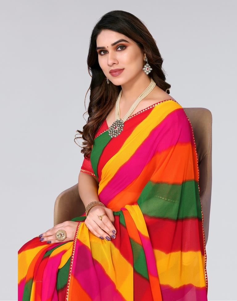 Multicoloured Printed Georgette Saree