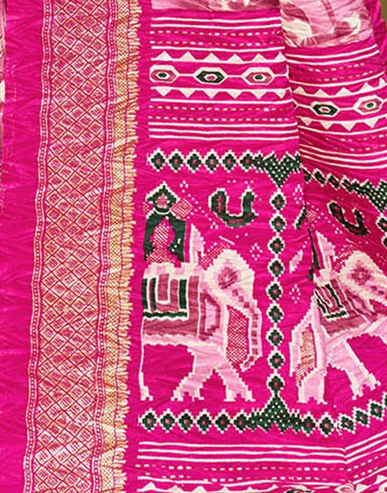Pink Printed Silk Saree
