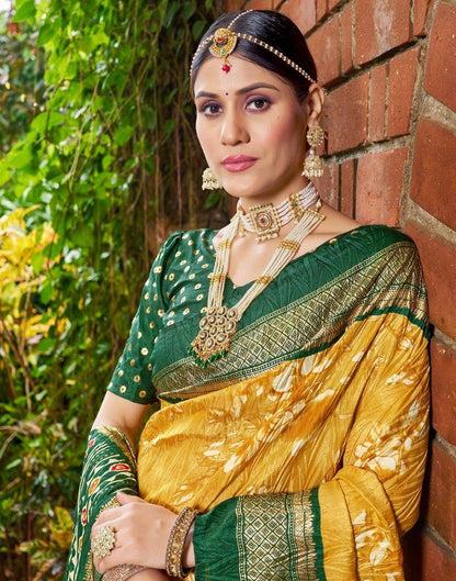 Green Printed Silk Saree