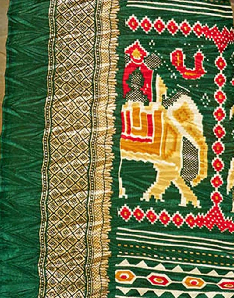 Green Printed Silk Saree