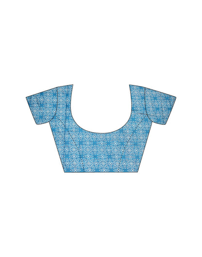 Sky Blue Printed Cotton Saree