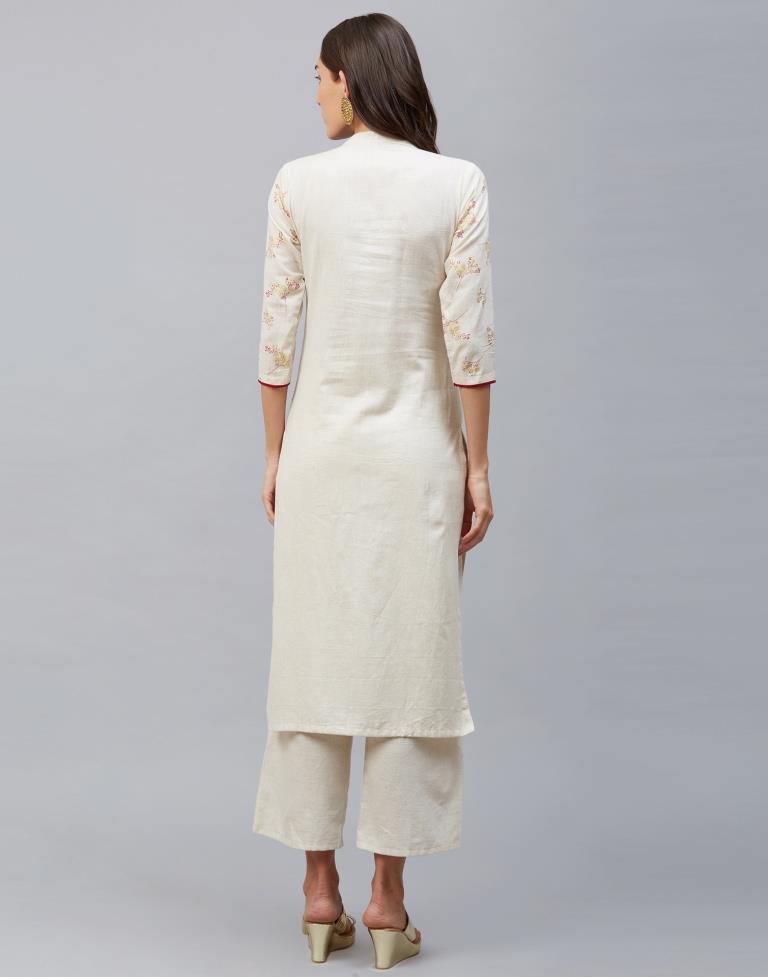 White Foil Printed Cotton Flex Kurti | Sudathi