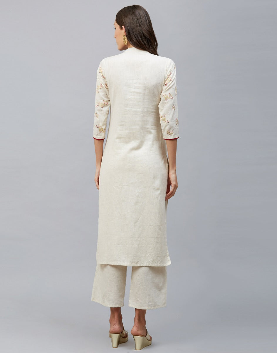 White Foil Printed Cotton Flex Kurti | Sudathi