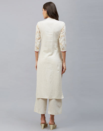 White Foil Printed Cotton Flex Kurti | Sudathi