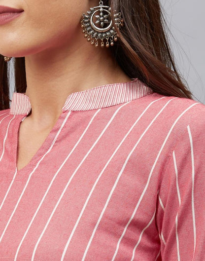 Pink Coloured Cotton Woven Kurti With Palazzo | Leemboodi