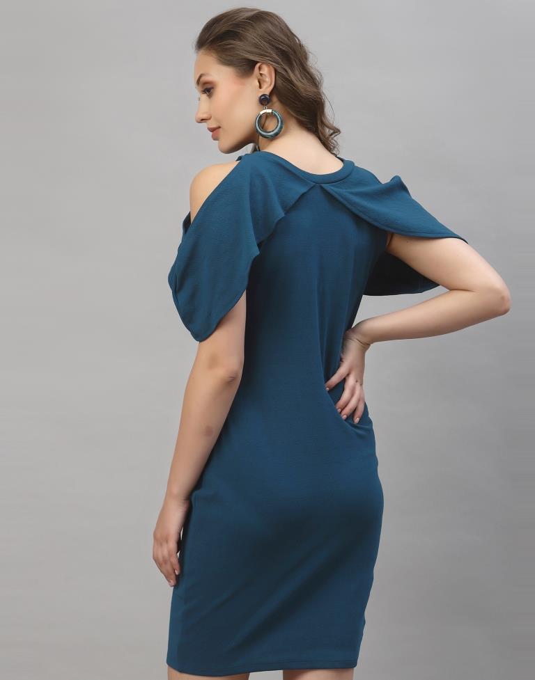 Peacock Blue Cut out Sleeve Bodycon Dress | Sudathi