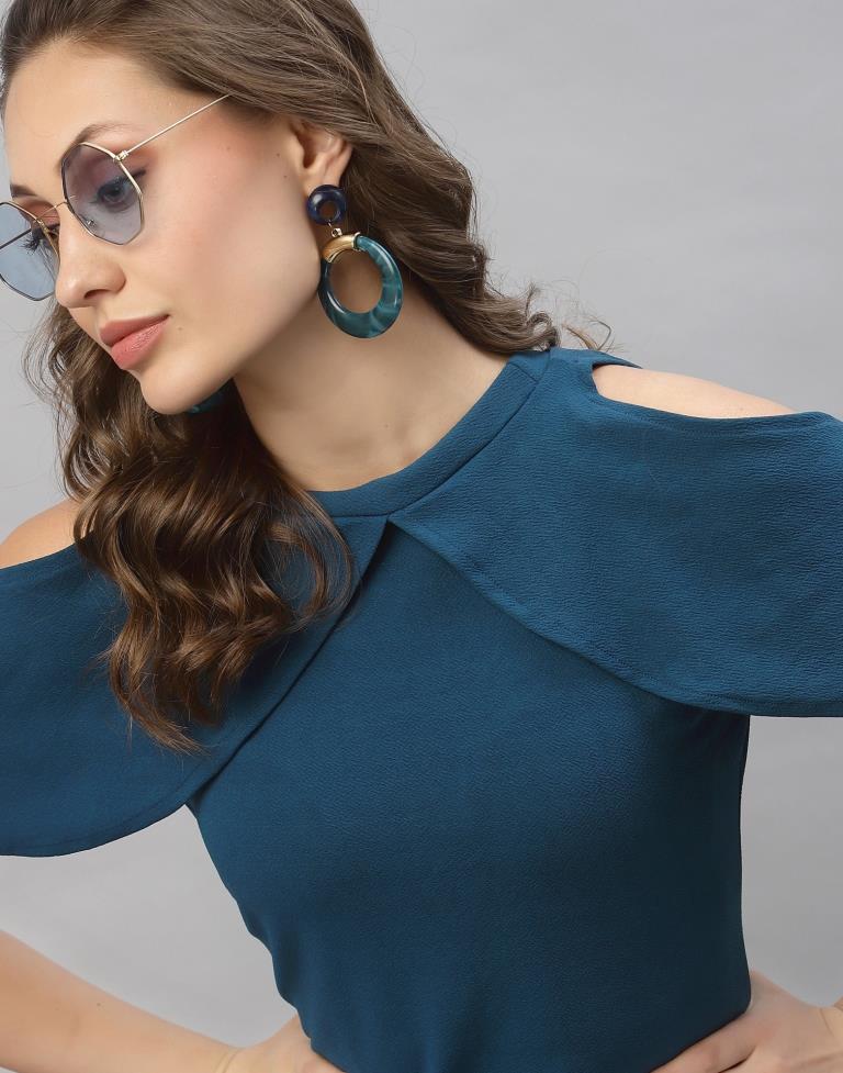 Peacock Blue Cut out Sleeve Bodycon Dress | Sudathi