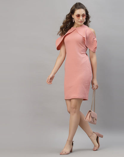 Light Pink Cut out Sleeve Bodycon Dress | Sudathi