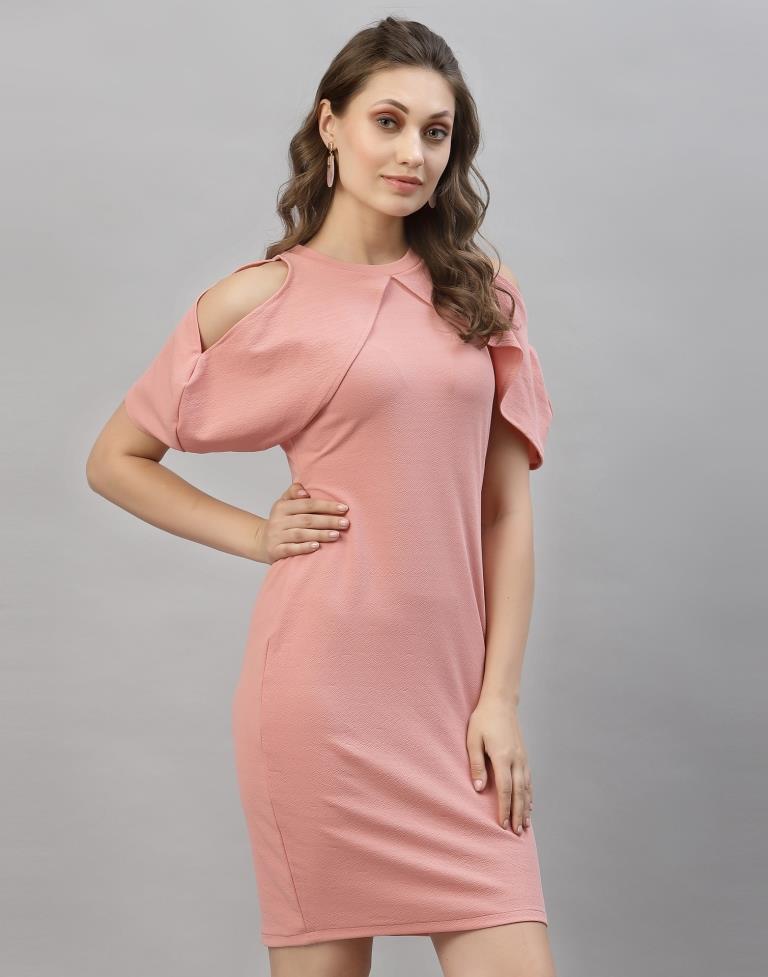 Light Pink Cut out Sleeve Bodycon Dress | Sudathi