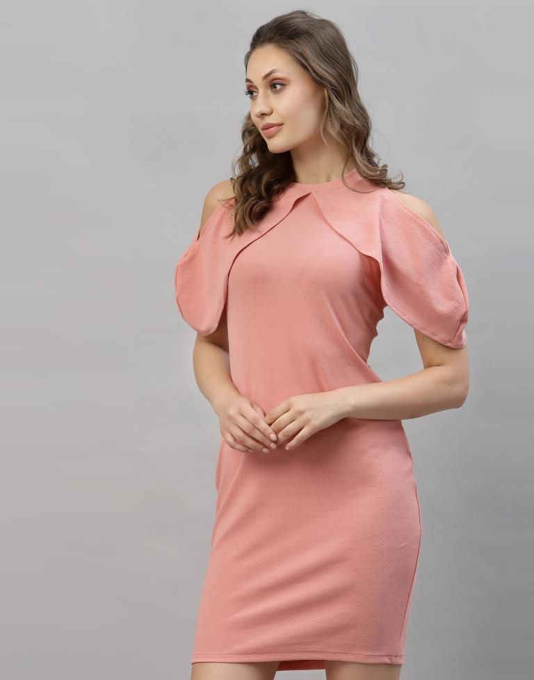 Light Pink Cut out Sleeve Bodycon Dress | Sudathi