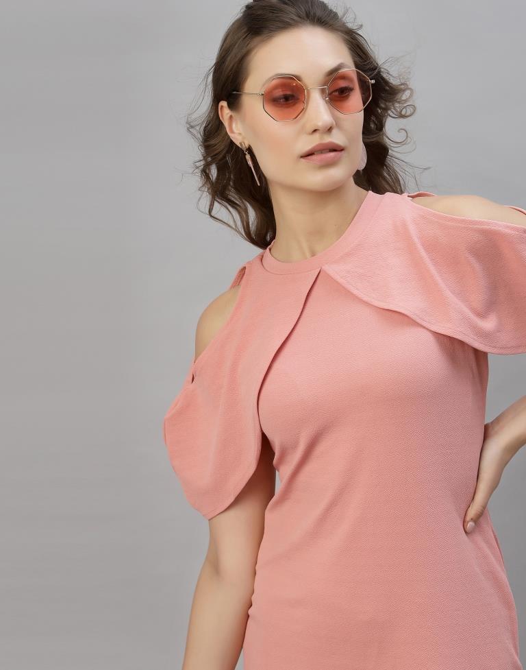 Light Pink Cut out Sleeve Bodycon Dress | Sudathi