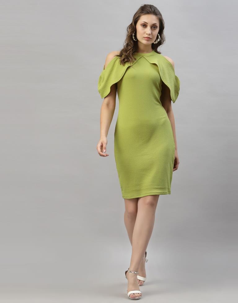 Olive Green Cut out Sleeve Bodycon Dress | Sudathi