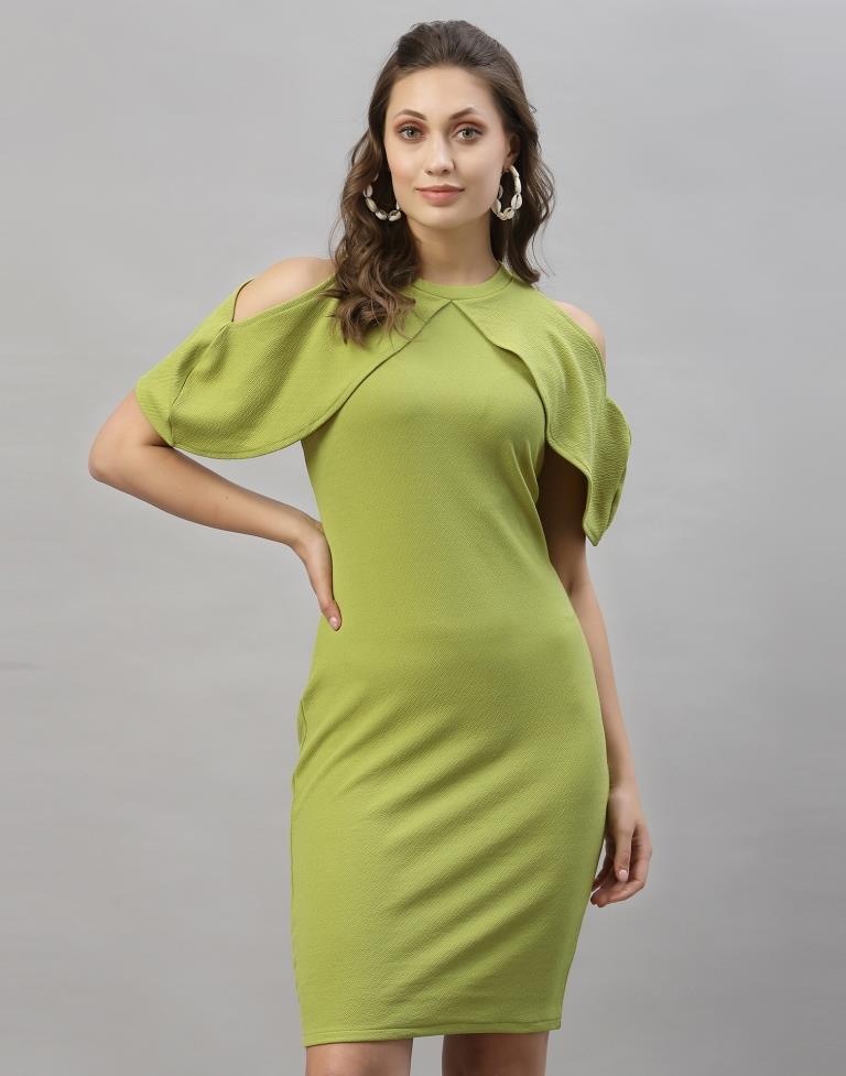 Olive Green Cut out Sleeve Bodycon Dress | Sudathi