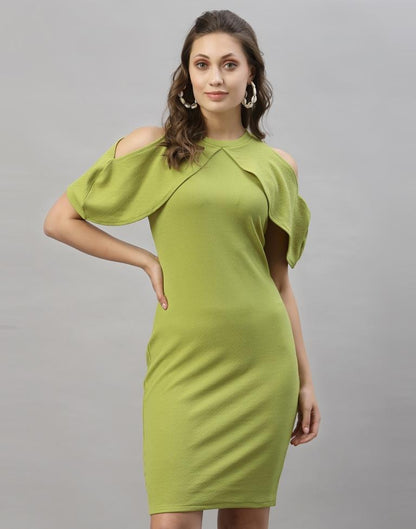 Olive Green Cut out Sleeve Bodycon Dress | Sudathi