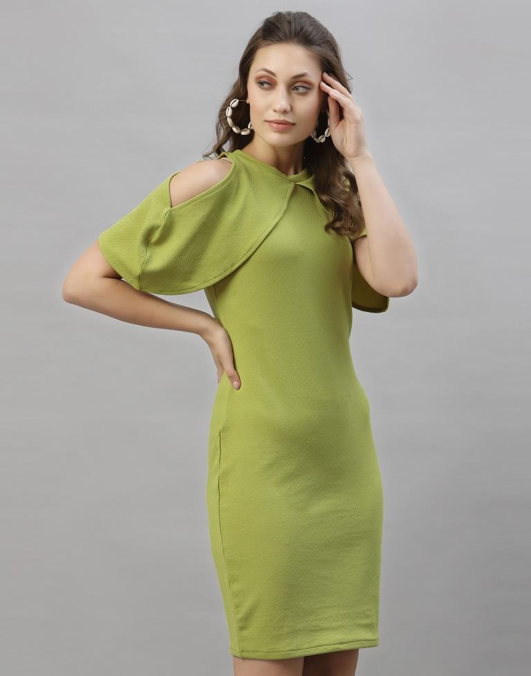Olive Green Cut out Sleeve Bodycon Dress | Sudathi