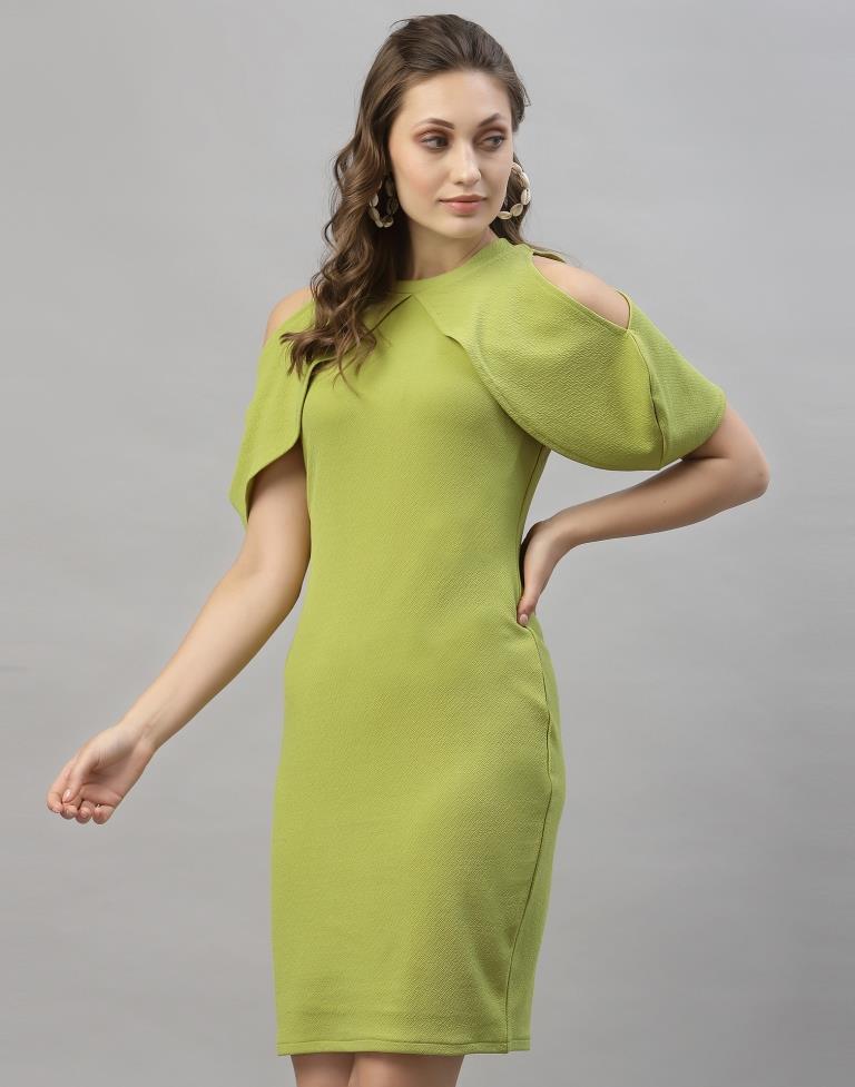 Olive Green Cut out Sleeve Bodycon Dress | Sudathi