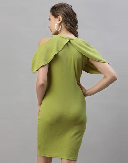 Olive Green Cut out Sleeve Bodycon Dress | Sudathi