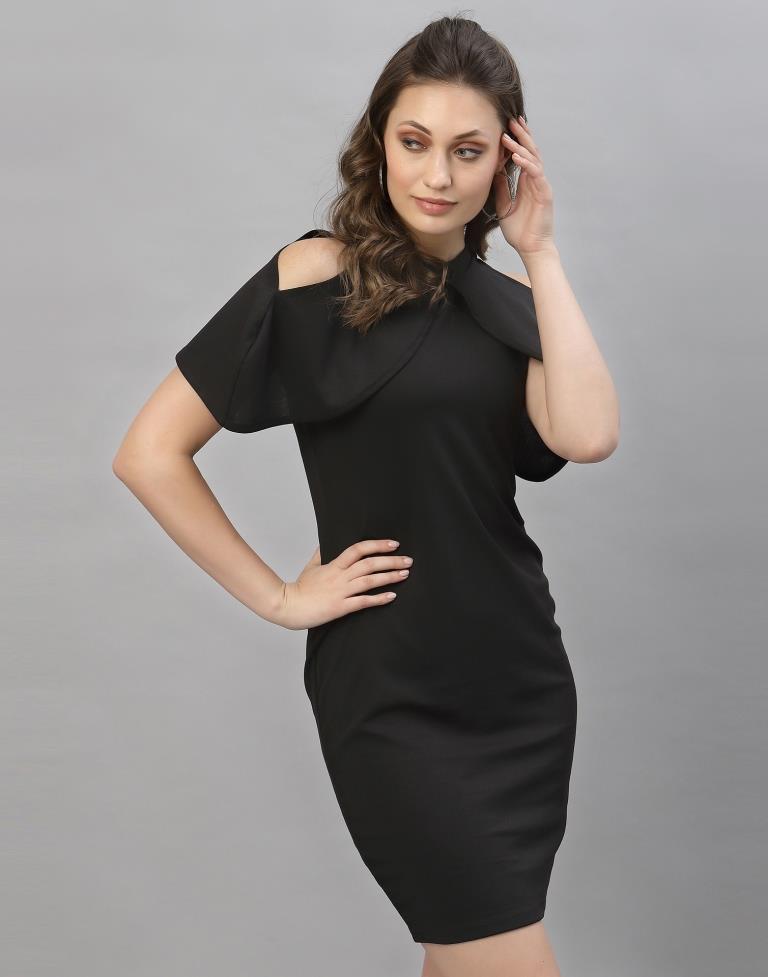 Black Cut out Sleeve Bodycon Dress | Sudathi