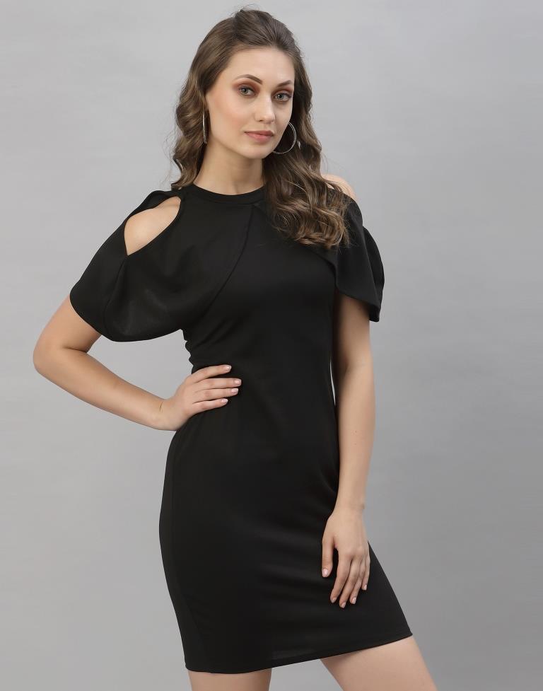 Black Cut out Sleeve Bodycon Dress | Sudathi