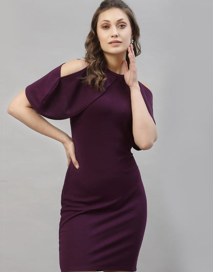 Wine Cut out Sleeve Bodycon Dress | Sudathi