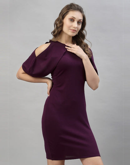 Wine Cut out Sleeve Bodycon Dress | Sudathi