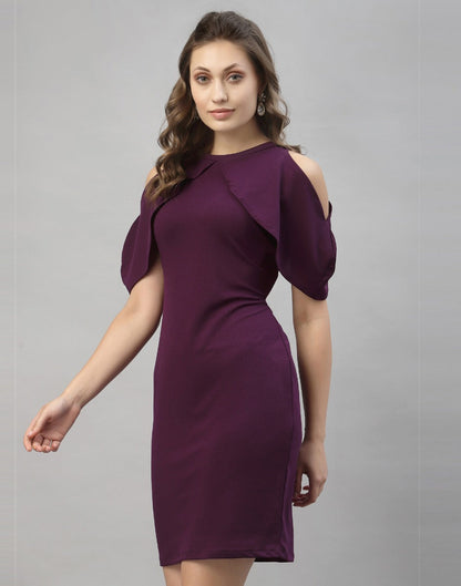 Wine Cut out Sleeve Bodycon Dress | Sudathi