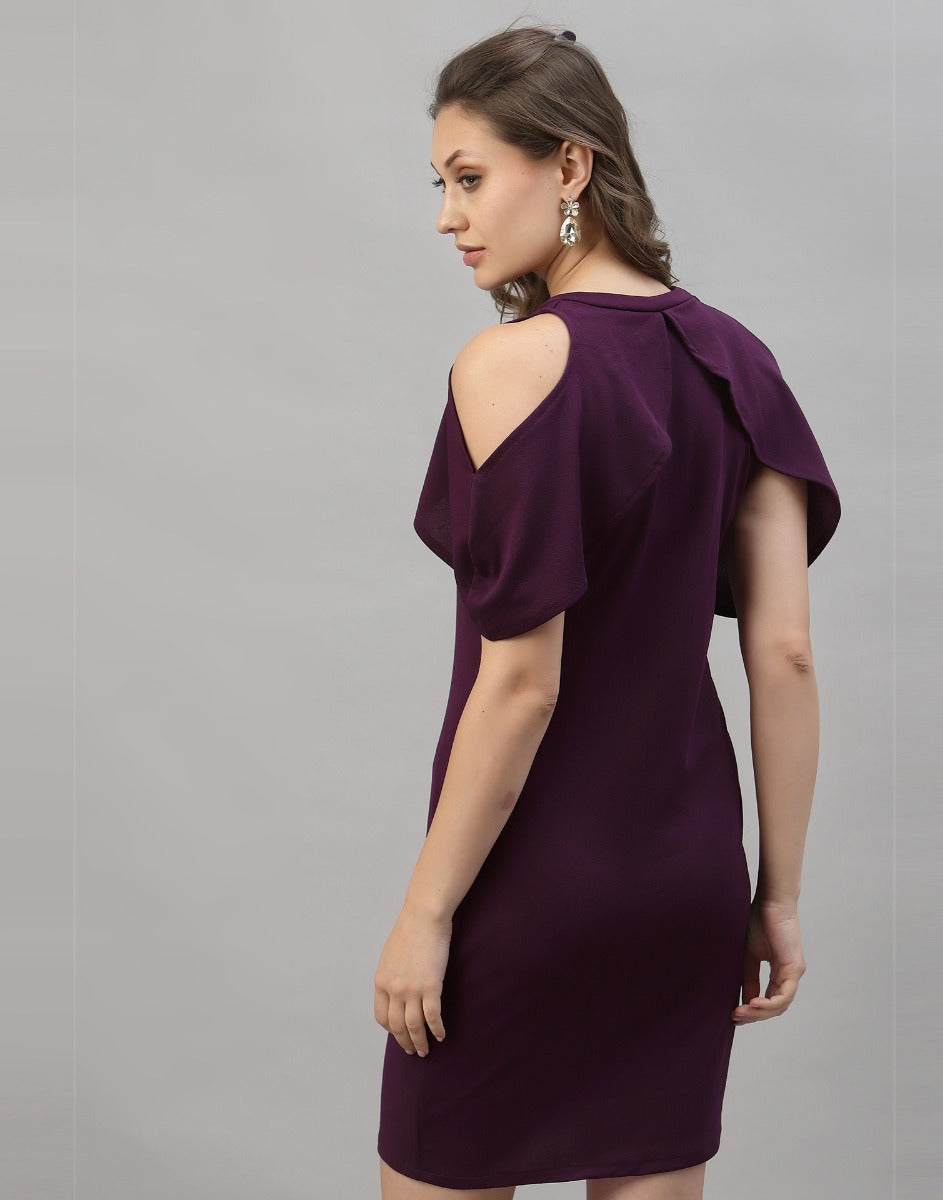 Wine Cut out Sleeve Bodycon Dress | Sudathi