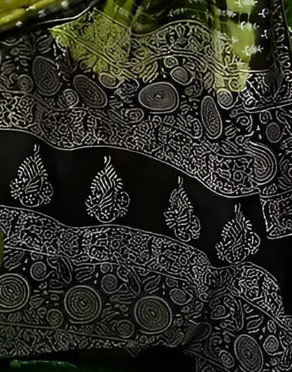 Green Printed Cotton Saree