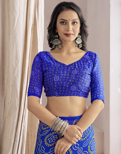 Blue Bandhani Chiffon Saree
