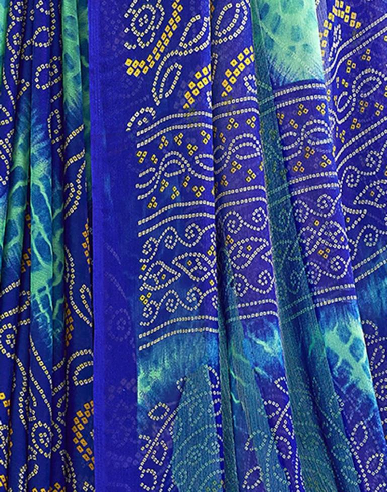 Blue Bandhani Chiffon Saree