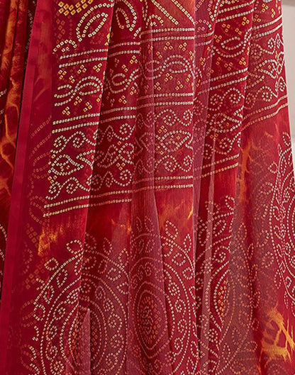 Maroon Bandhani Chiffon Saree