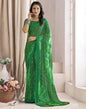 Dark Green Bandhani Chiffon Saree