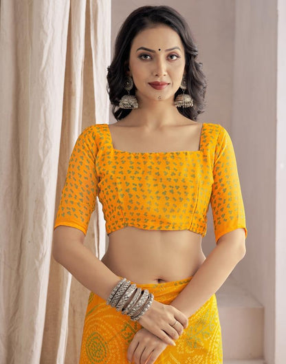 Yellow Bandhani Chiffon Saree