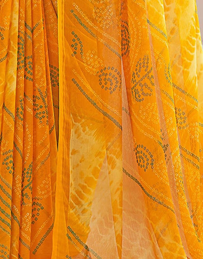 Yellow Bandhani Chiffon Saree