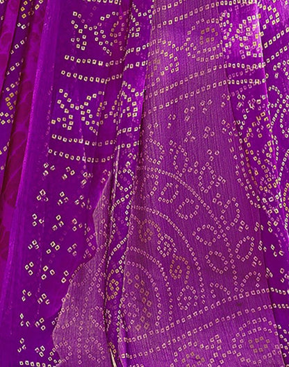 Dark Purple Bandhani Chiffon Saree