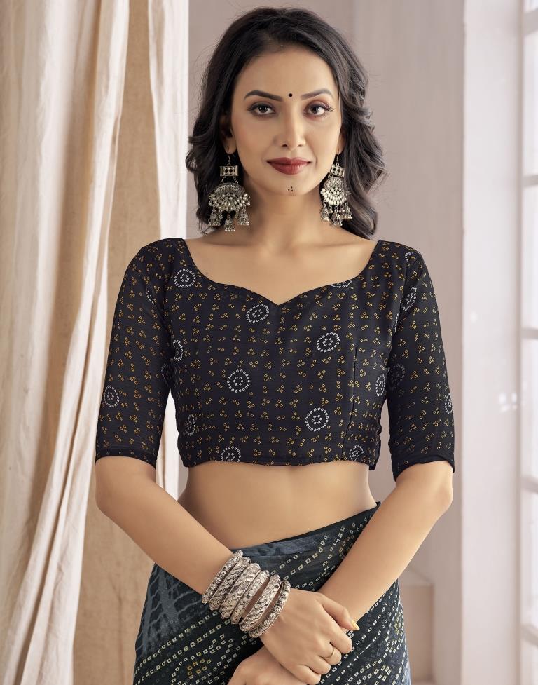 Grey Bandhani Chiffon Saree