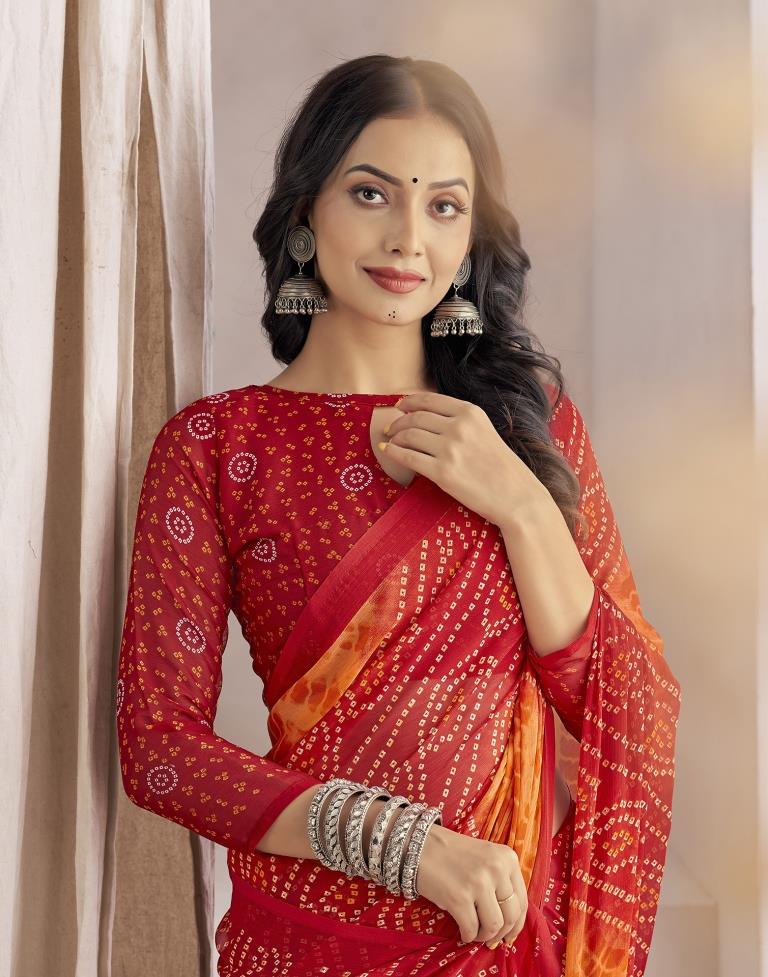 Yellow Bandhani Chiffon Saree