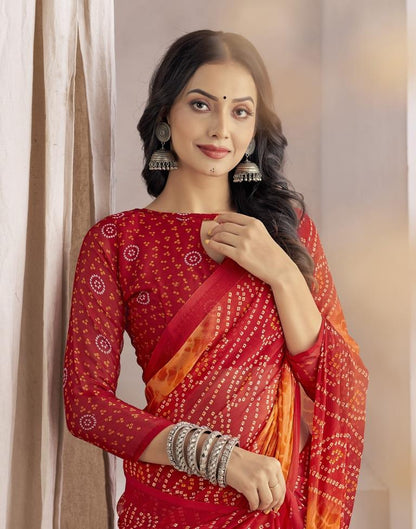 Yellow Bandhani Chiffon Saree