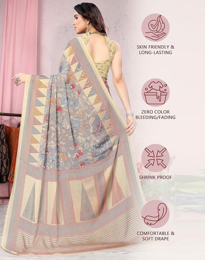 Multicoloured Printed Chiffon Saree